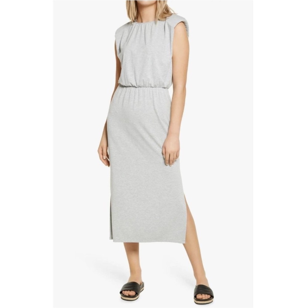 Wayf Shoulder Pad Midi Dress